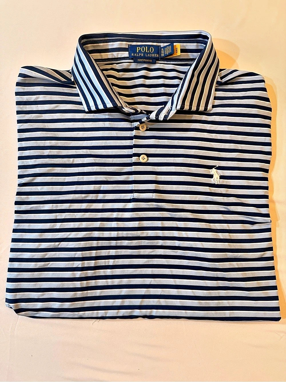 Polo Ralph Lauren Performance Polo Men's Striped Polo Blue & White Size XL